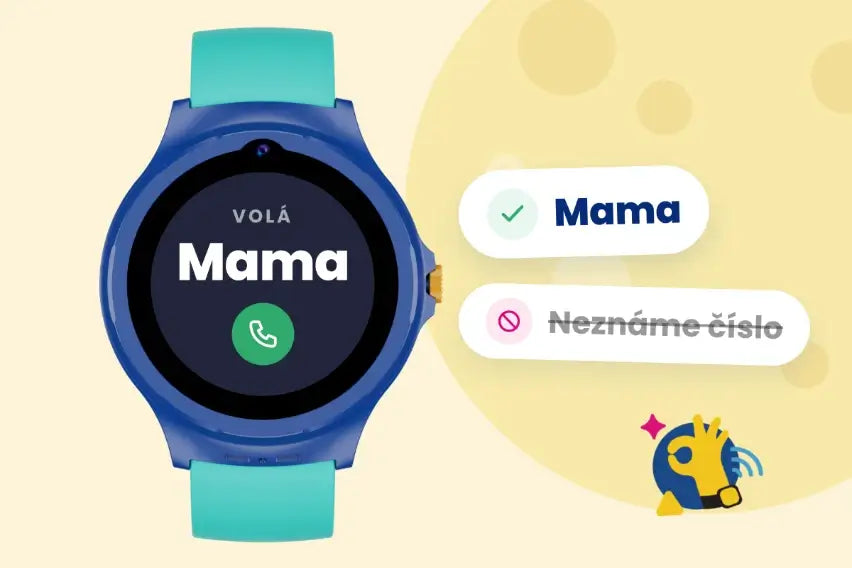 Hovor „Mama“ na displeji + prečiarknuté neznáme číslo.