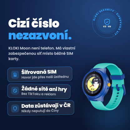 Dětské volací GPS hodinky KLOKI Moon - Modré