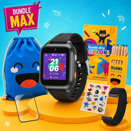 Back to School Balíček MAX: Detské GPS hodinky s volaním KLOKI Star - Čierne