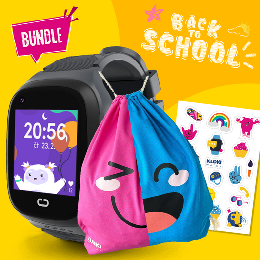 Back to School Balíček: Detské volacie GPS hodinky KLOKI - Čierne
