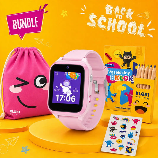 Back to School balíček: Detské GPS hodinky na volanie KLOKI Star - Ružové