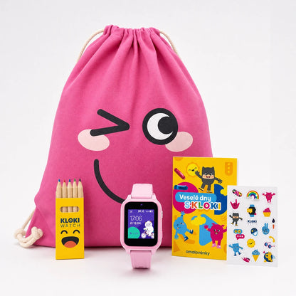 Back to School balíček: Detské GPS hodinky na volanie KLOKI Star - Ružové