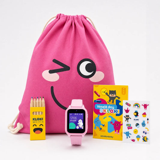 Back to School balíček: Detské GPS hodinky na volanie KLOKI Star - Ružové