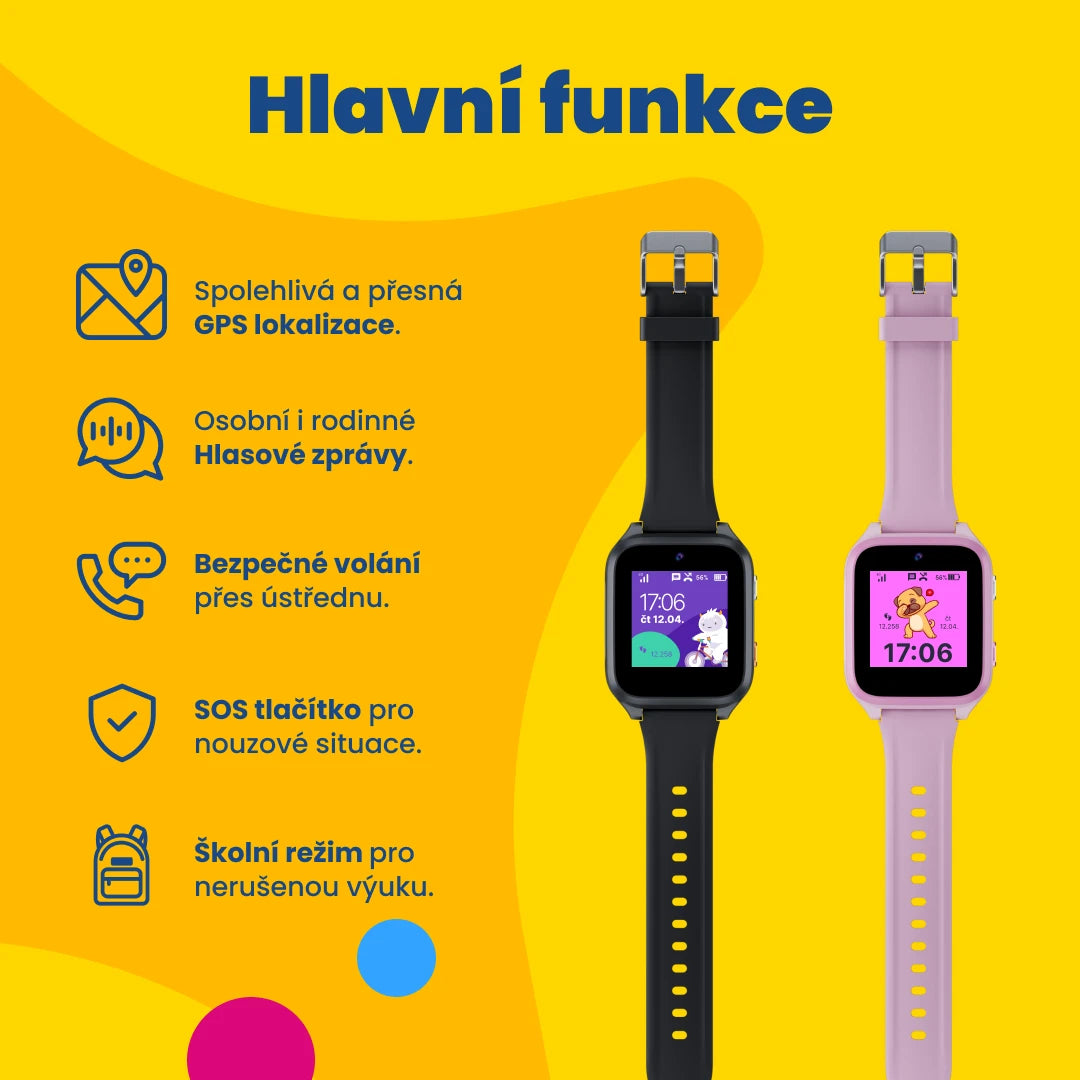 Dětské volací GPS hodinky KLOKI Star - Černé + Dárek