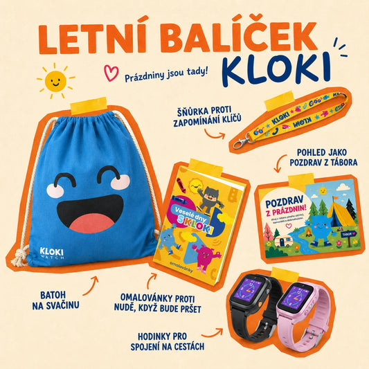 Detské volacie GPS hodinky KLOKI Star - Čierne | Letný balíček