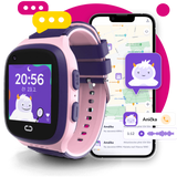 Růžové dětské hodinky KLOKI s mobilní aplikací pro rodiče Findee Kids – ukázka volání a sledování polohy dítěte