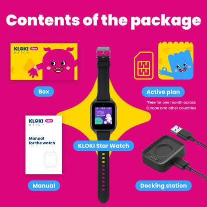 Children's GPS Calling Watch KLOKI Star - Black + Gift