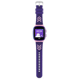 Chytré dětské hodinky KLOKI s růžovým tělem a tmavě fialovým silikonovým řemínkem s růžovými detaily a kovovou přezkou.