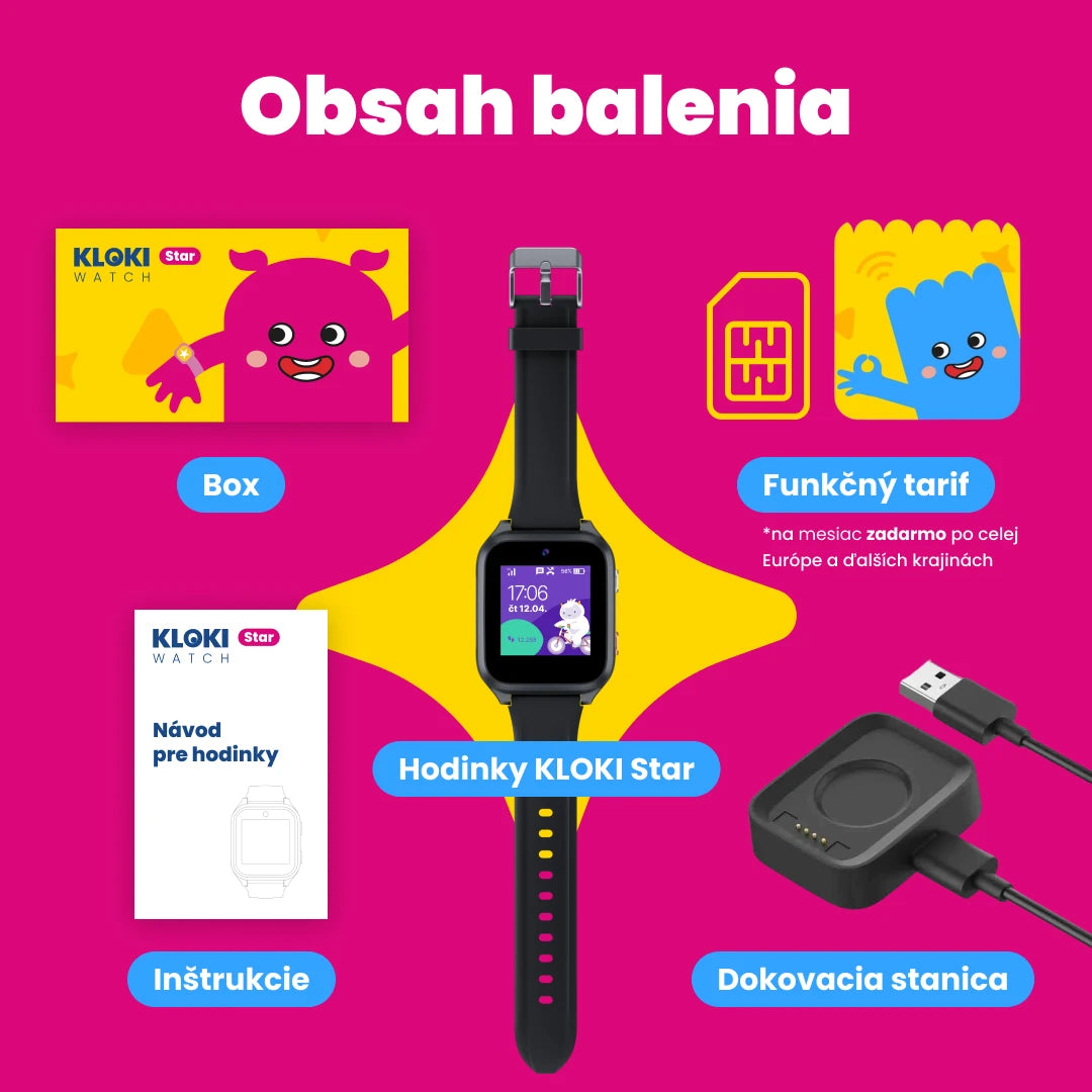Detské volacie GPS hodinky KLOKI Star - Čierne